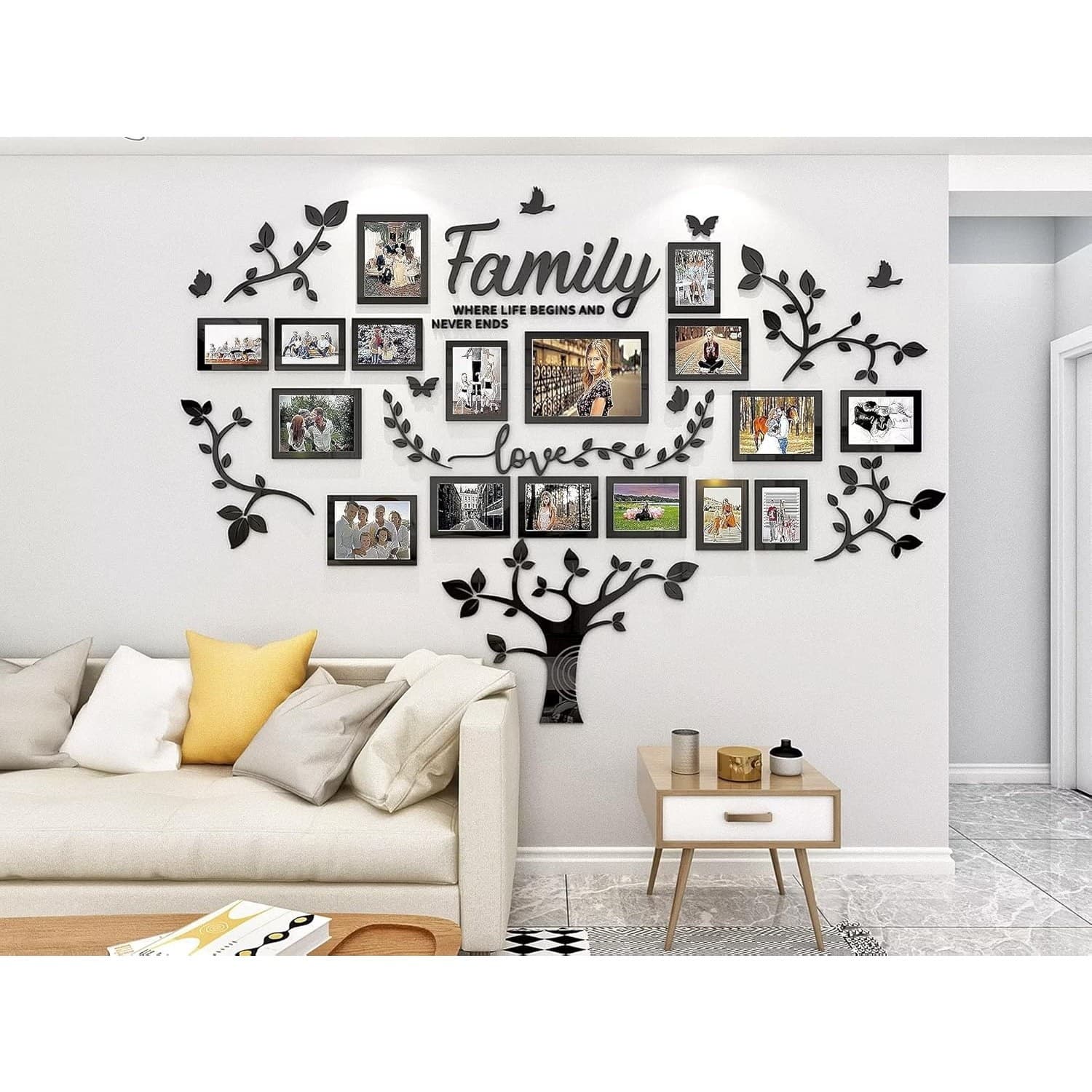 DIY 3D Family Tree Wall Decor Acrylic Photo Frames Collage Living Room Decor - Thumbnail 7