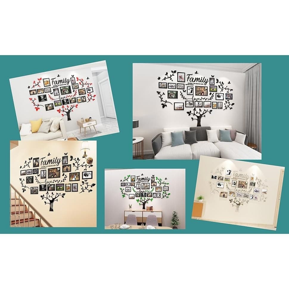 DIY 3D Family Tree Wall Decor Acrylic Photo Frames Collage Living Room Decor - Thumbnail 8