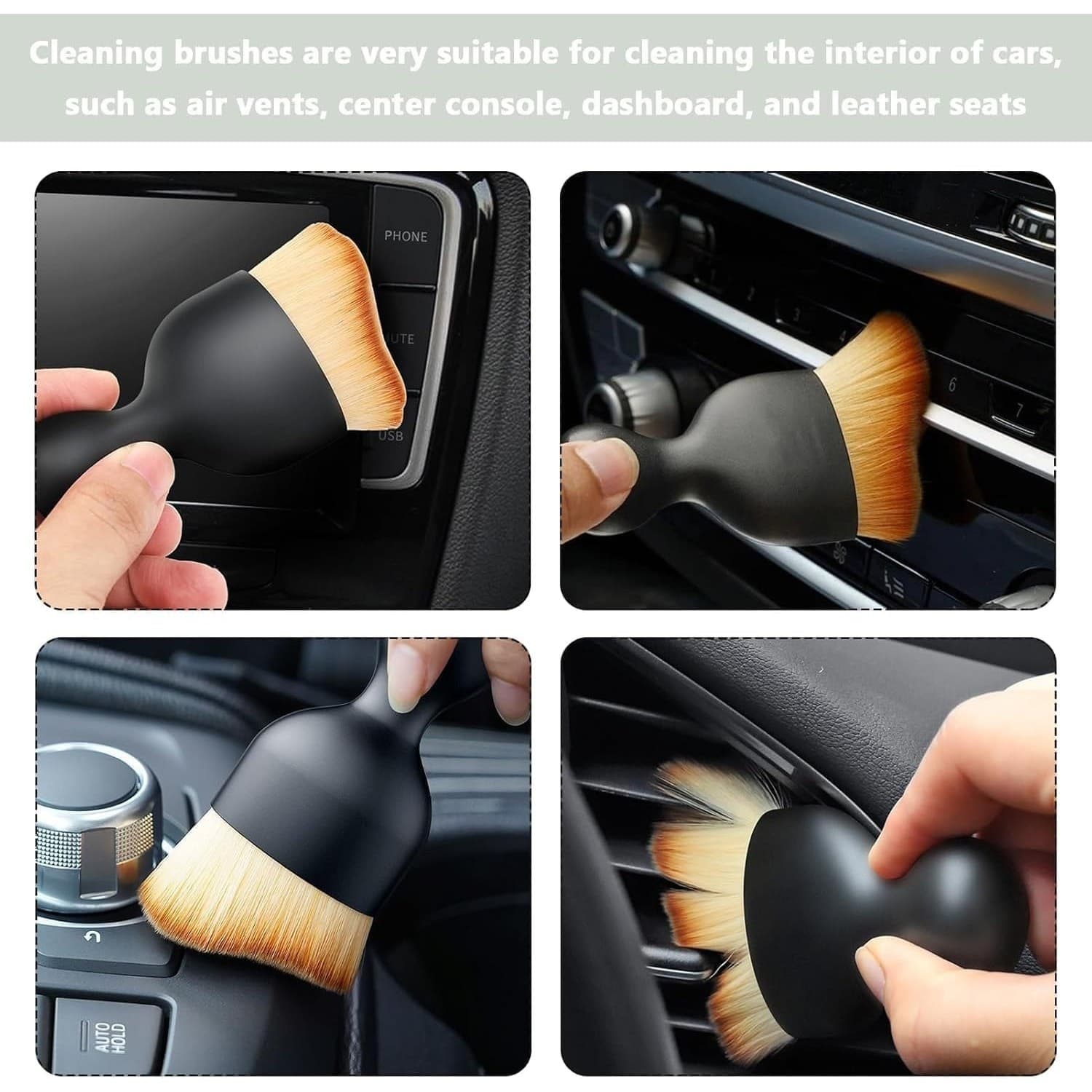 2PCS Car Interior Detailing Brush Soft Bristle Auto Dashboard Cleaning Tool - Thumbnail 4