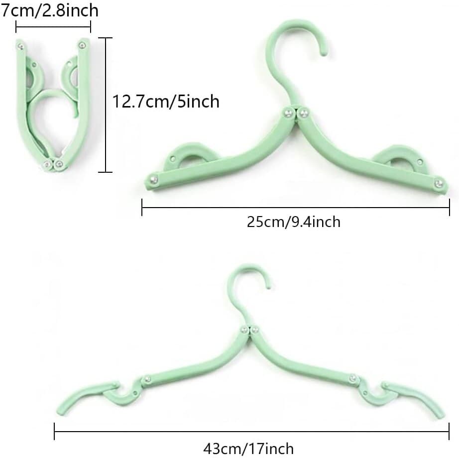 12pcs Folding Travel Clothes Hangers Portable Plastic Space Saving 17 Inch - Thumbnail 2