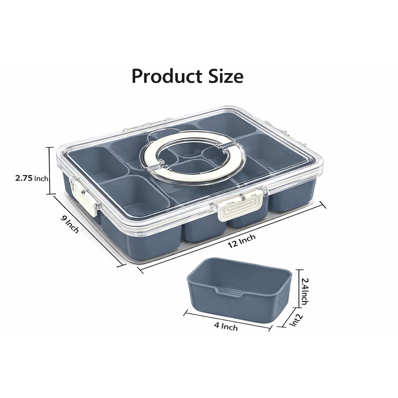 Snackle Box Container 8 Compartment Portable Travel Snack Organizer Lid BPA Free - Thumbnail 2