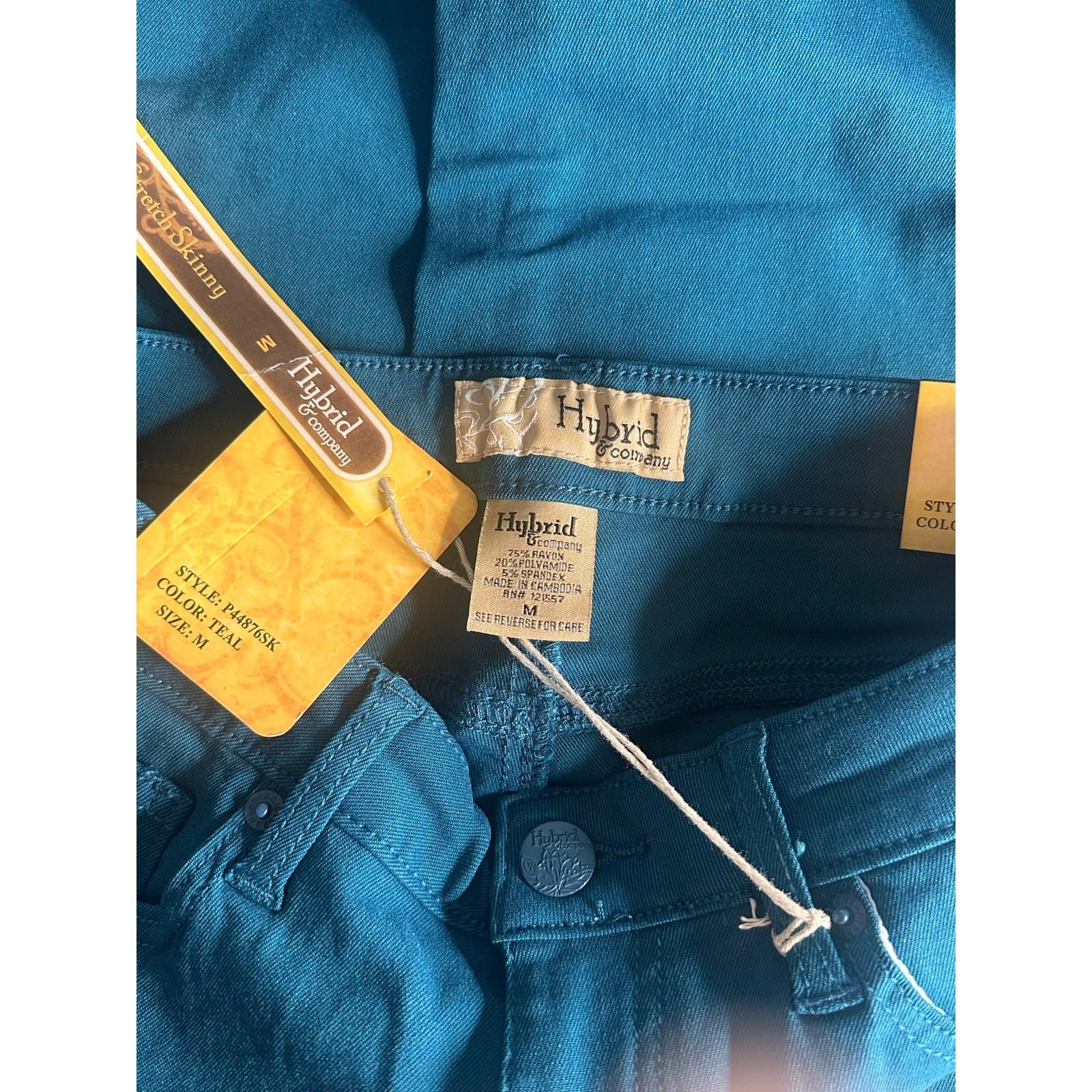 Hybrid & Company Women Skinny Pants Stretch Teal Work Office Casual Size M - Thumbnail 7