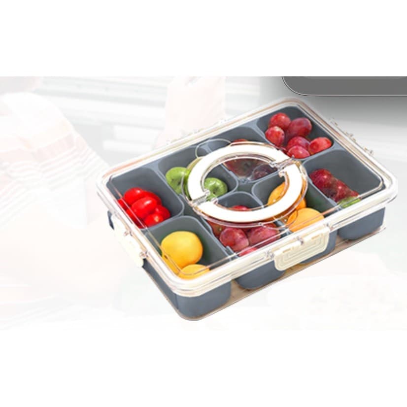 Snackle Box Container 8 Compartment Portable Travel Snack Organizer Lid BPA Free - Thumbnail 6