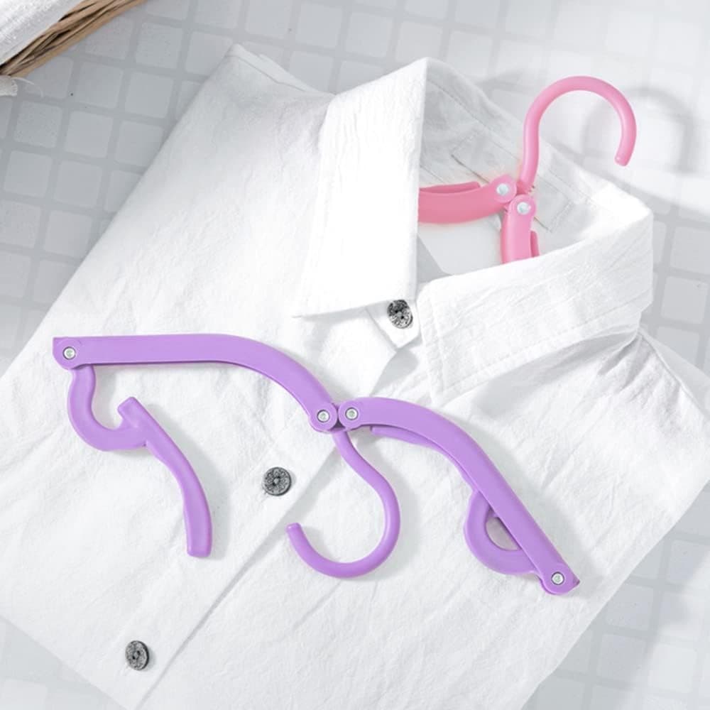 12pcs Folding Travel Clothes Hangers Portable Plastic Space Saving 17 Inch - Thumbnail 3