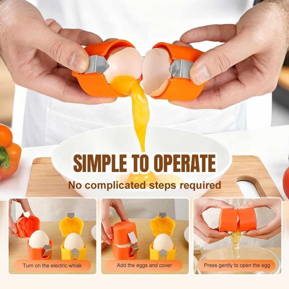 4PCS Egg Separator Set w Egg Shell Opener White Yolk Separator Kitchen Tool - Thumbnail 2