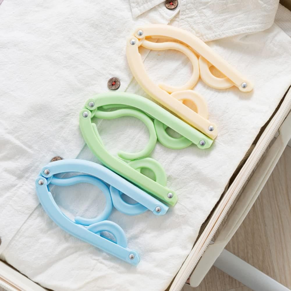 12pcs Folding Travel Clothes Hangers Portable Plastic Space Saving 17 Inch - Thumbnail 7
