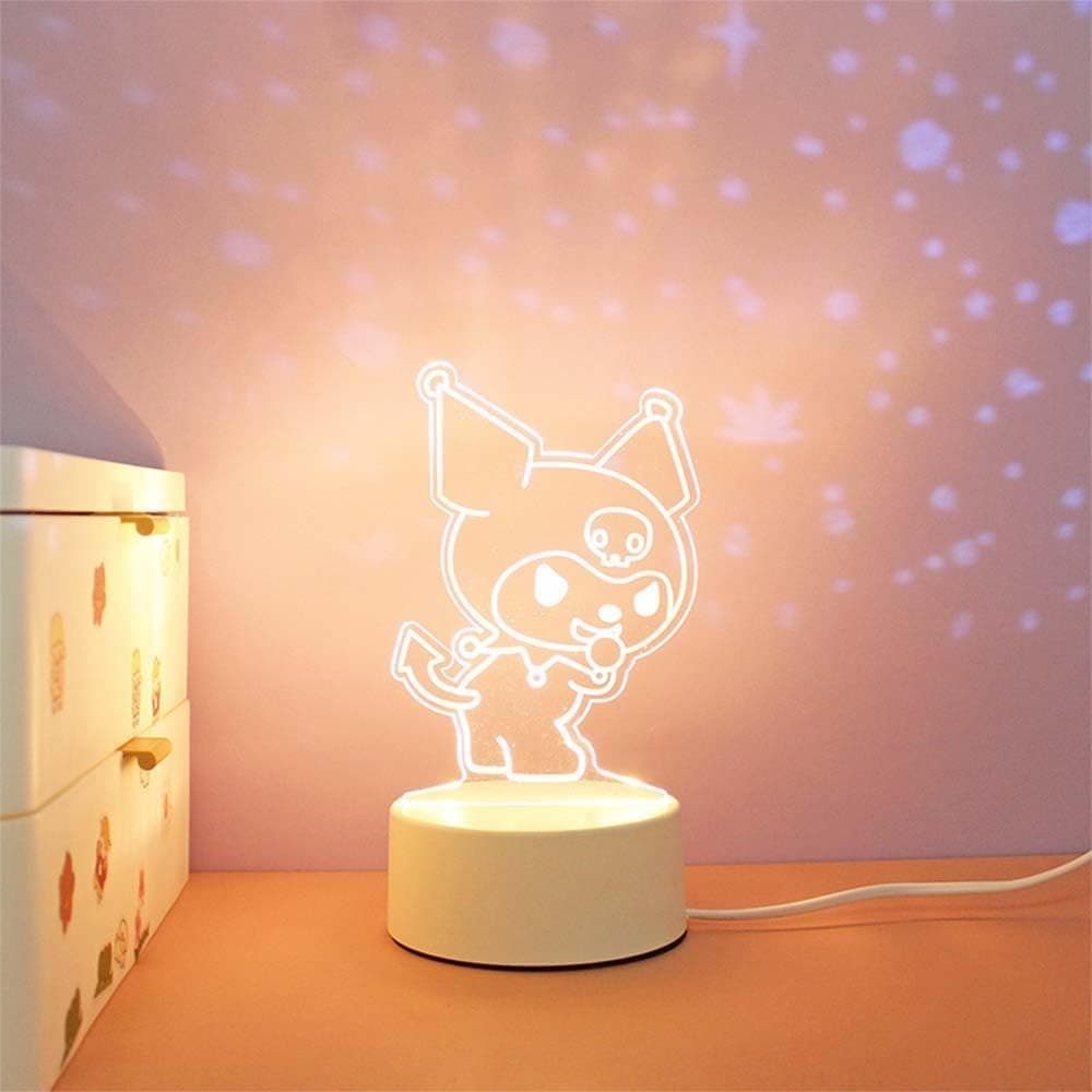 3D LED Anime Night Light Kawaii Cartoon Acrylic Lamp USB 3 Color Kids Room - Thumbnail 3