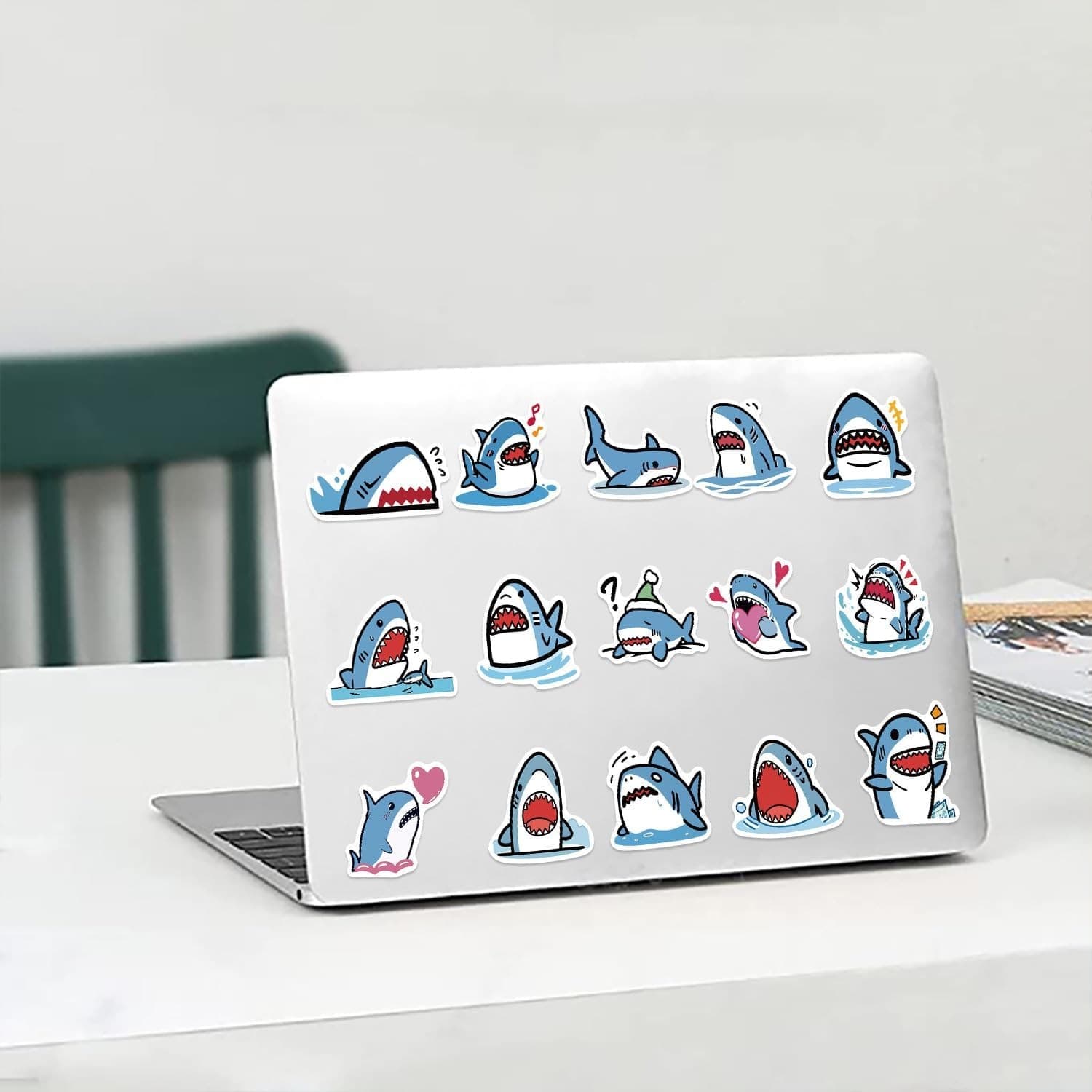50pcs Shark Stickers Cute Cartoon Animal Stickers Vinyl Waterproof - Thumbnail 4