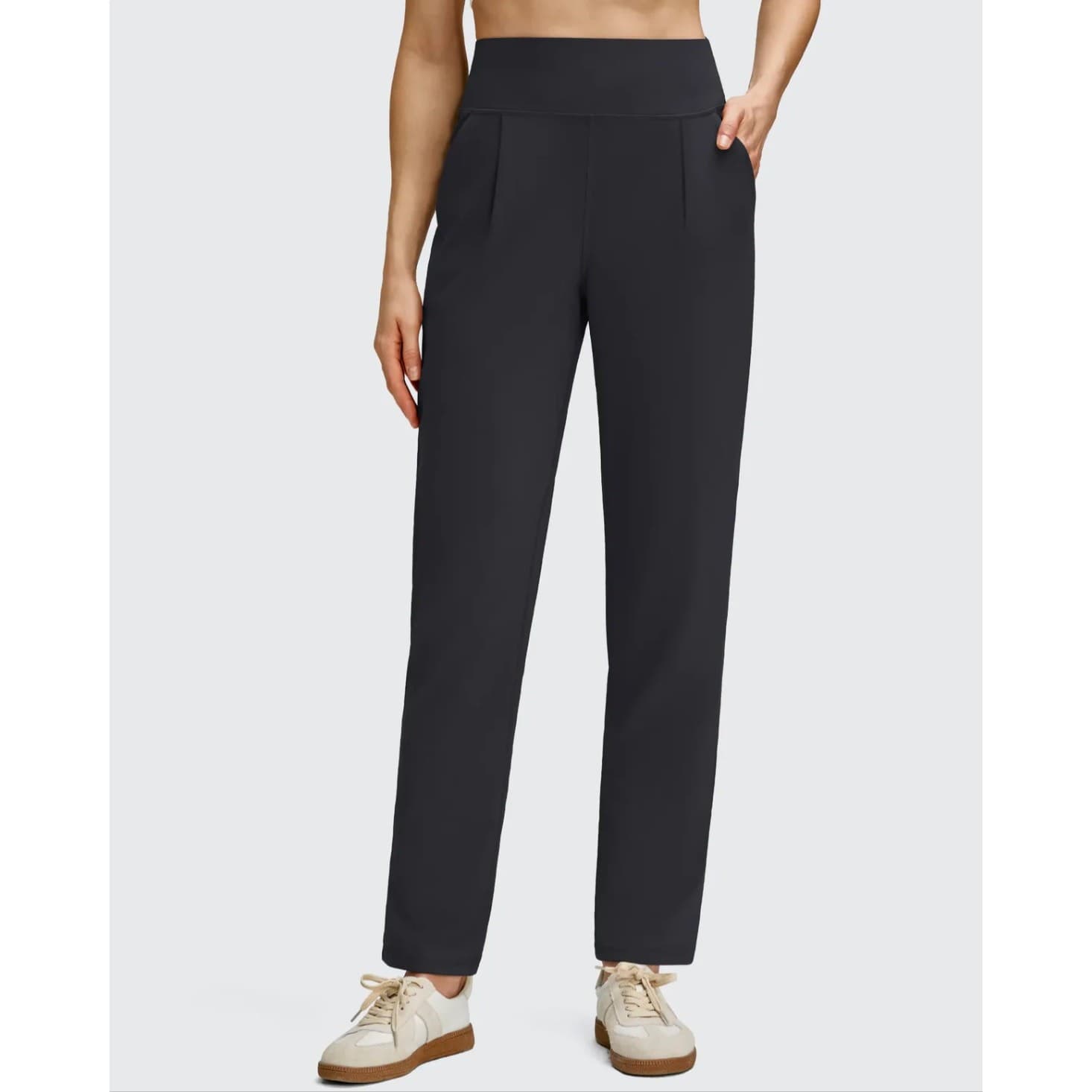 Women’s High Waist Pleated Ankle Tapered Trousers Black XL 30” Inseam - Thumbnail 3