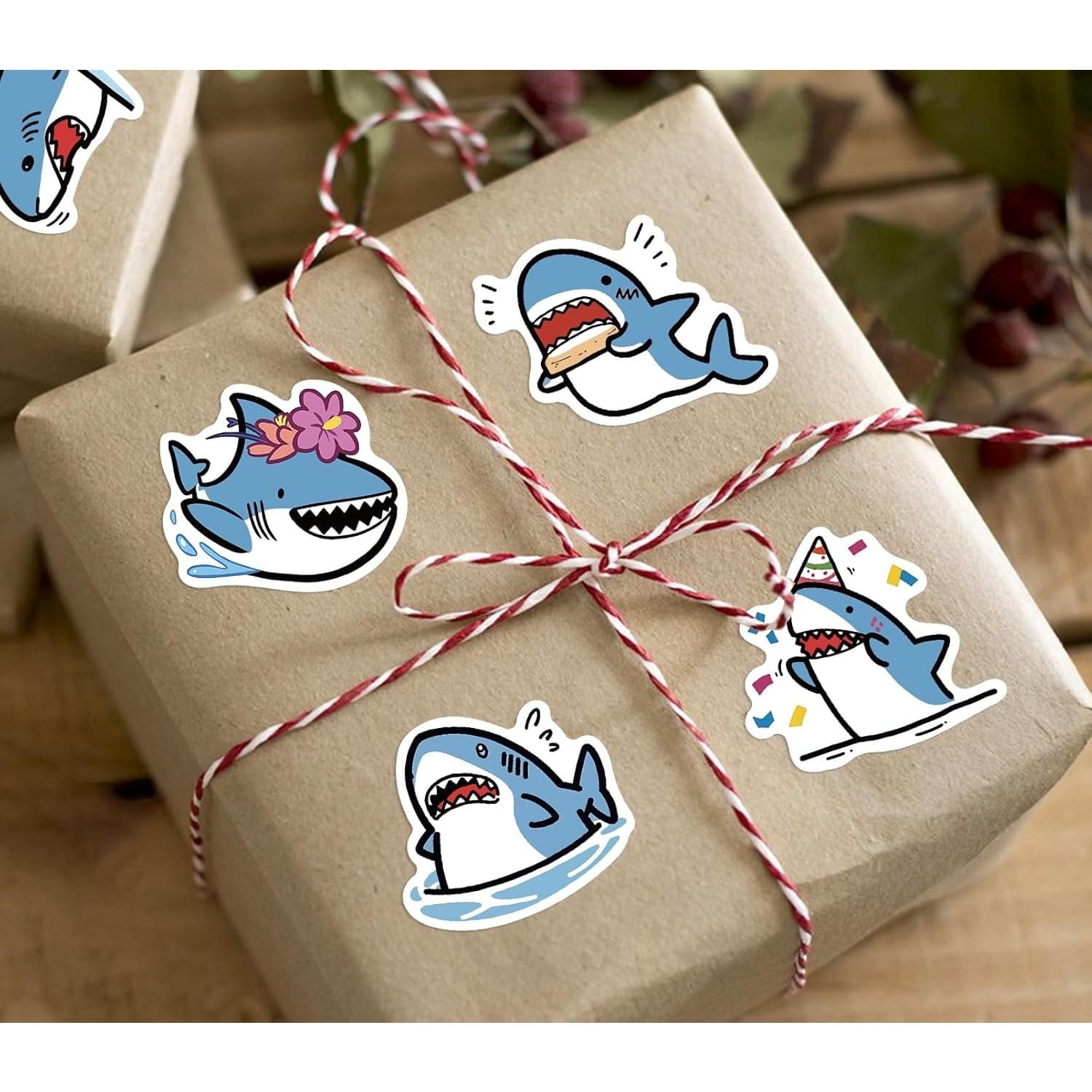50pcs Shark Stickers Cute Cartoon Animal Stickers Vinyl Waterproof - Thumbnail 6