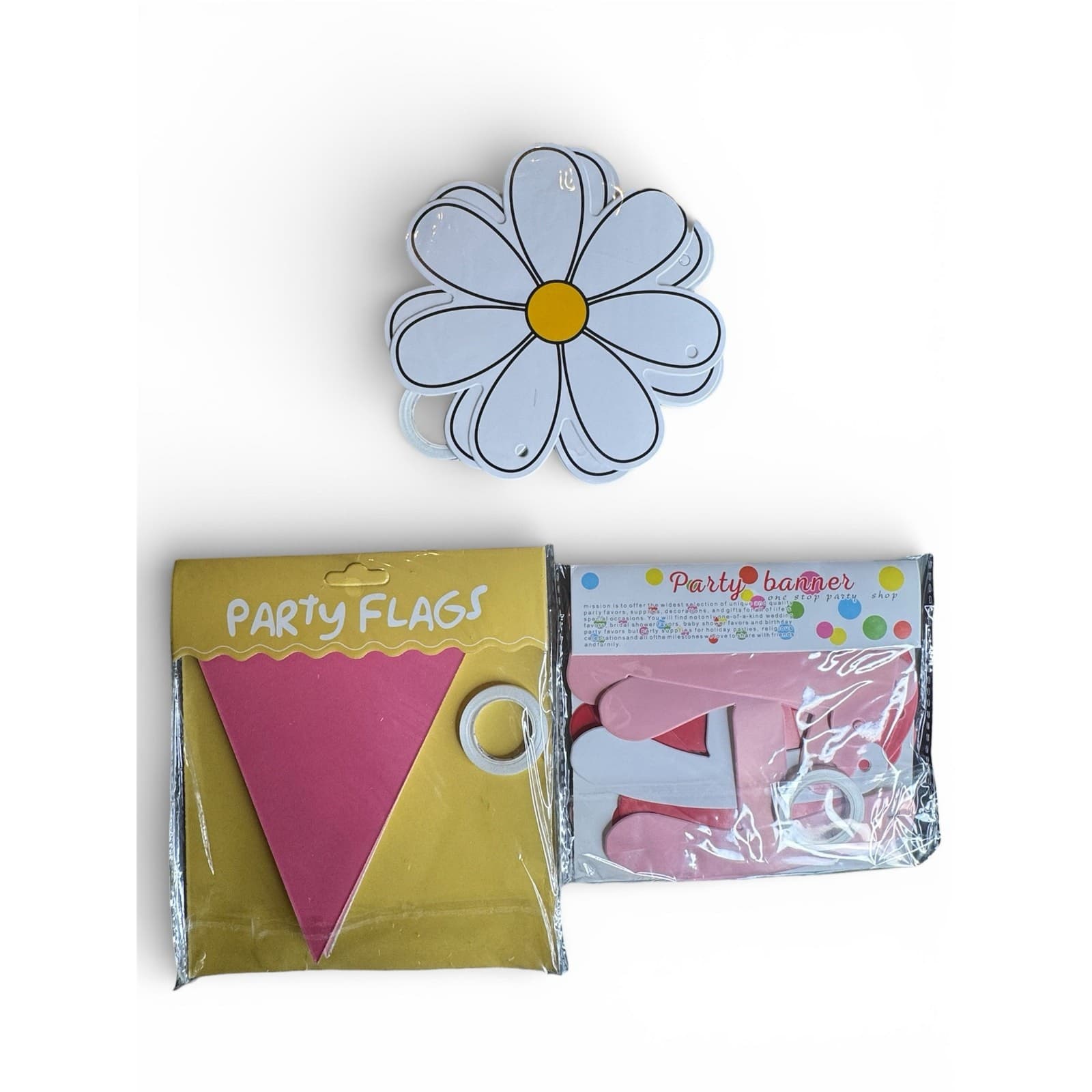Happy Birthday Banner Daisy Pink Pastel Party Decoration Floral Garland Set - Thumbnail 3