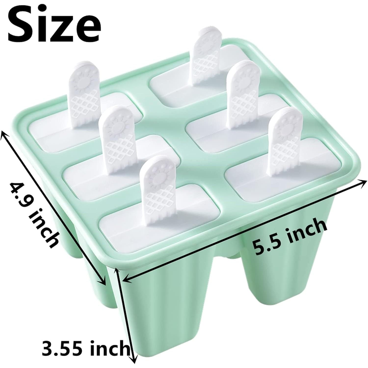 Popsicle Mold 3.3 OZ 6 Cavity Silicone BPA Free Ice Pop Maker Reusable Green - Thumbnail 2