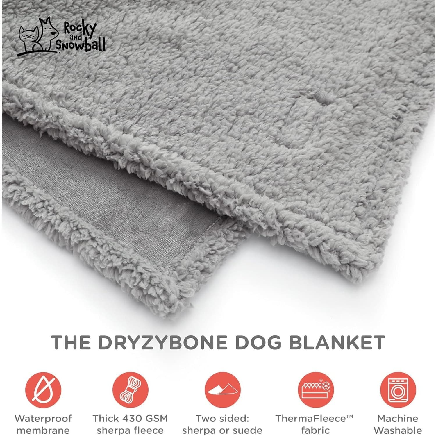 Waterproof Dog Blanket Sherpa Large XL Pet Couch Cover Washable 60x80 - Thumbnail 5