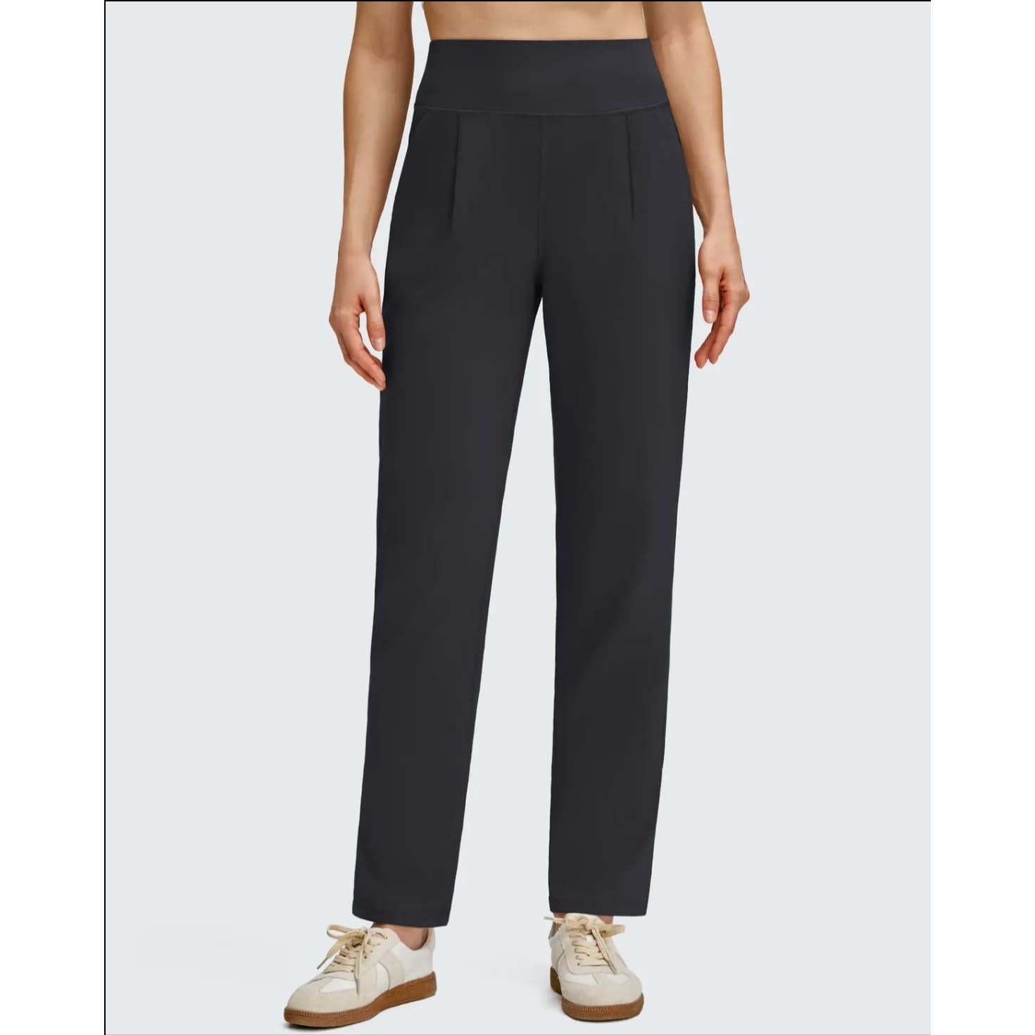 Women’s High Waist Pleated Ankle Tapered Trousers Black XL 30” Inseam - Thumbnail 2