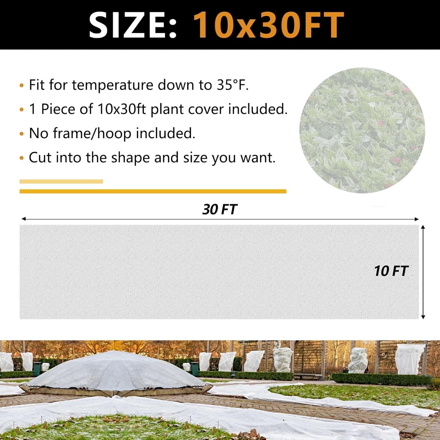 KYATE Plant Covers Freeze Protection Blanket 10x30FT Reusable Garden Frost Cover - Thumbnail 9