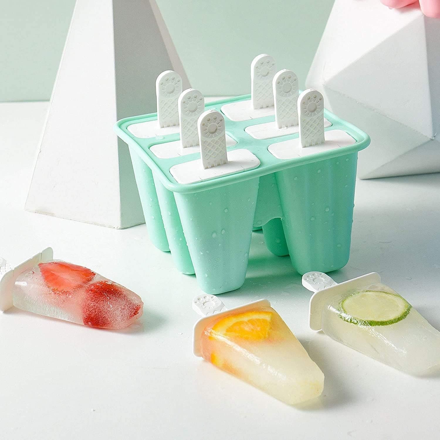Popsicle Mold 3.3 OZ 6 Cavity Silicone BPA Free Ice Pop Maker Reusable Green - Thumbnail 7