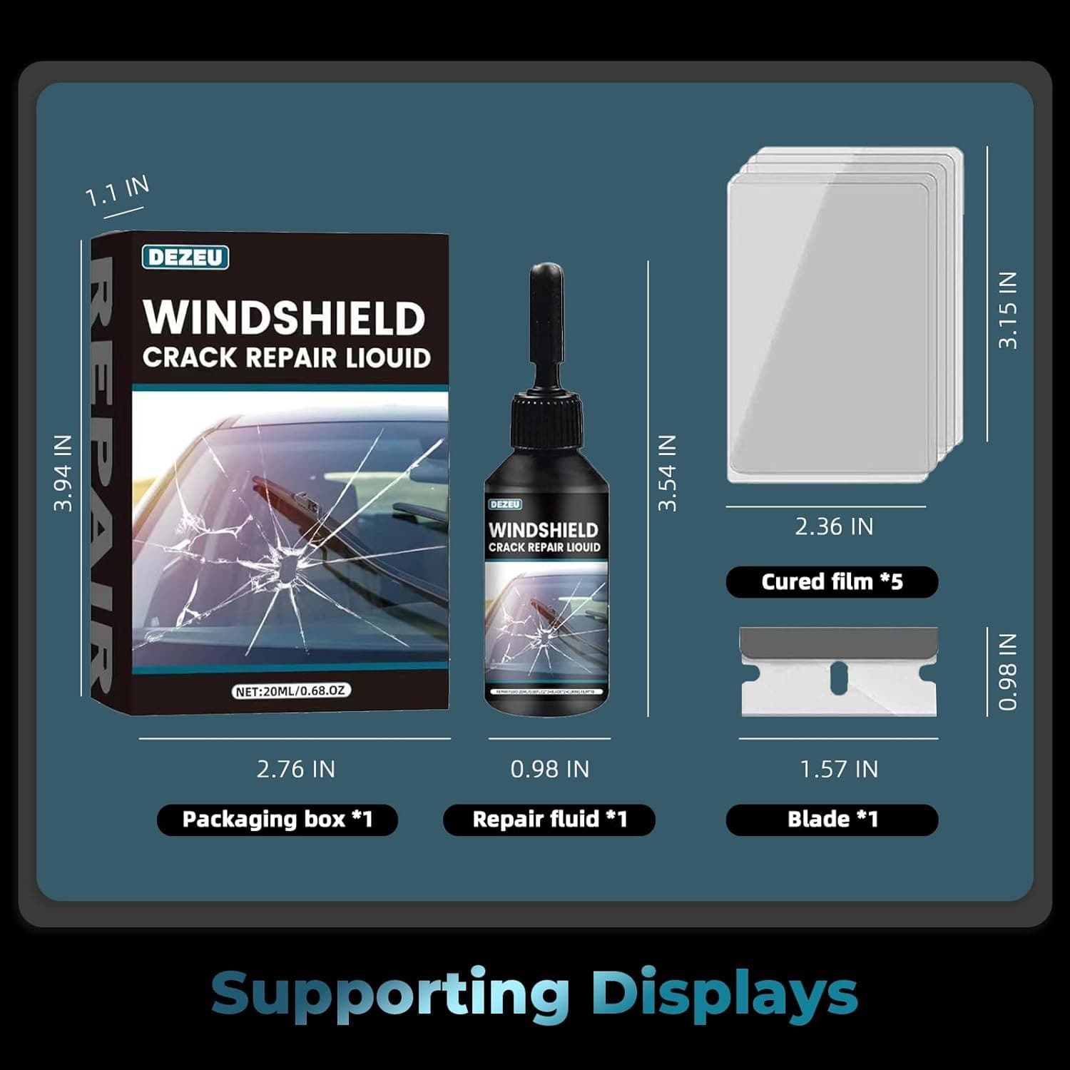 Windshield Crack Repair Kit 5Min Quick Glass Fix Car Chip Resin Repair Tool 20ml - Thumbnail 2