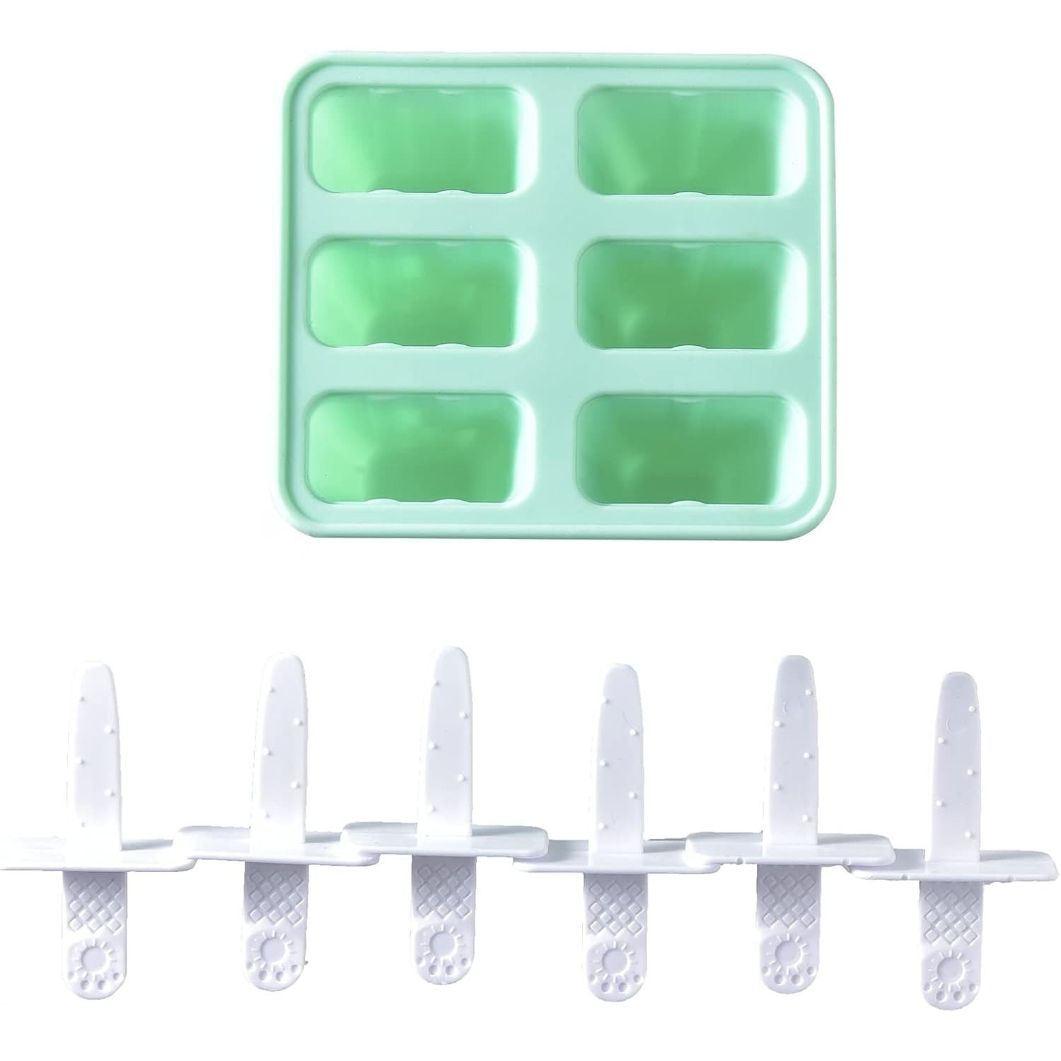 Popsicle Mold 3.3 OZ 6 Cavity Silicone BPA Free Ice Pop Maker Reusable Green - Thumbnail 4