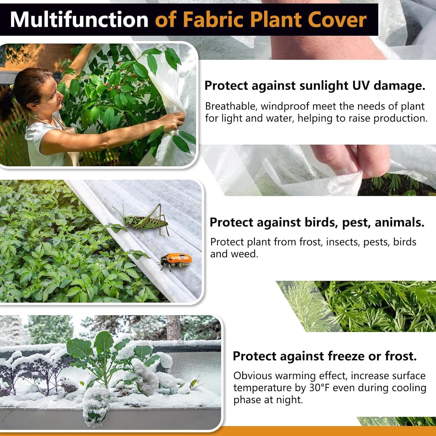 KYATE Plant Covers Freeze Protection Blanket 10x30FT Reusable Garden Frost Cover - Thumbnail 6