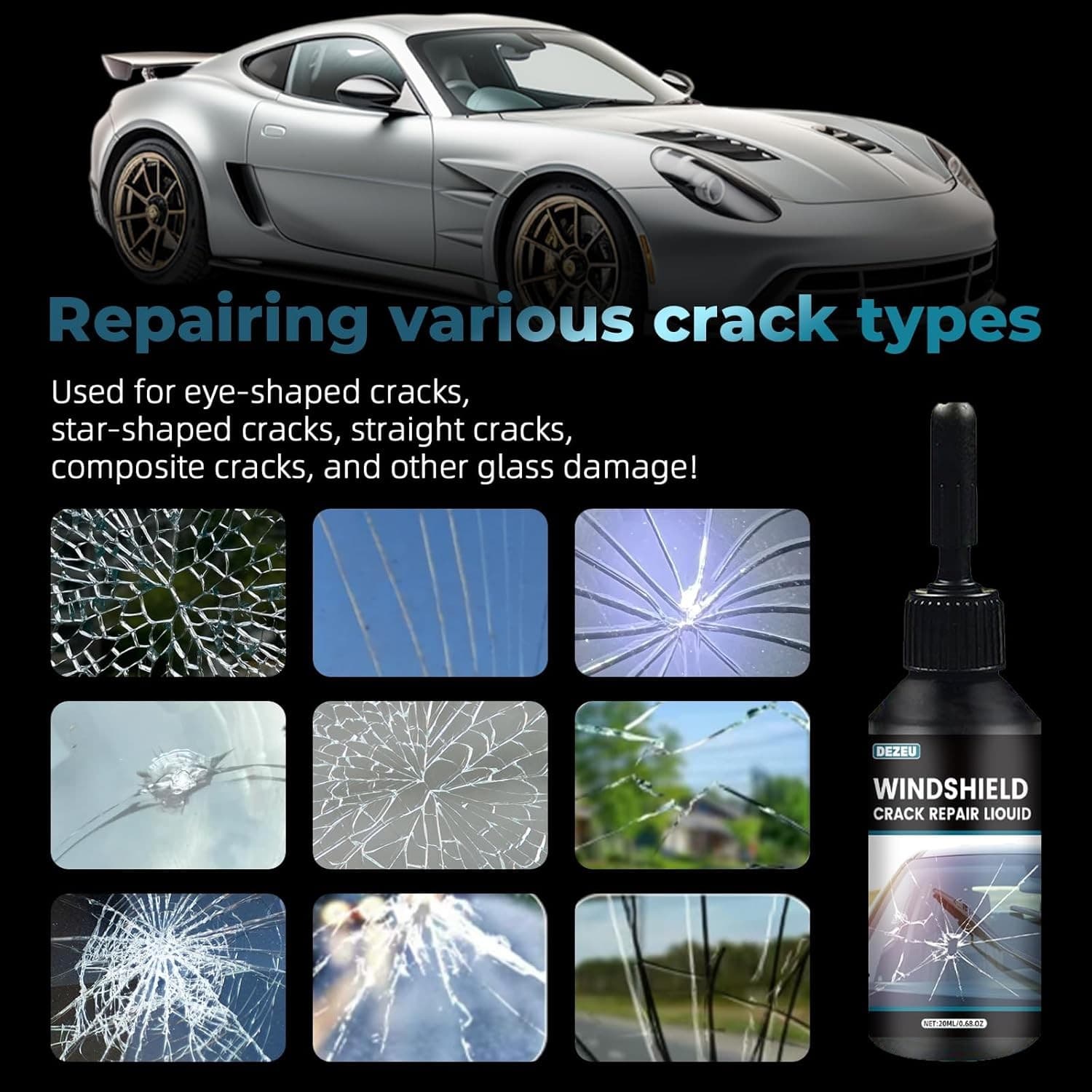 Windshield Crack Repair Kit 5Min Quick Glass Fix Car Chip Resin Repair Tool 20ml - Thumbnail 6
