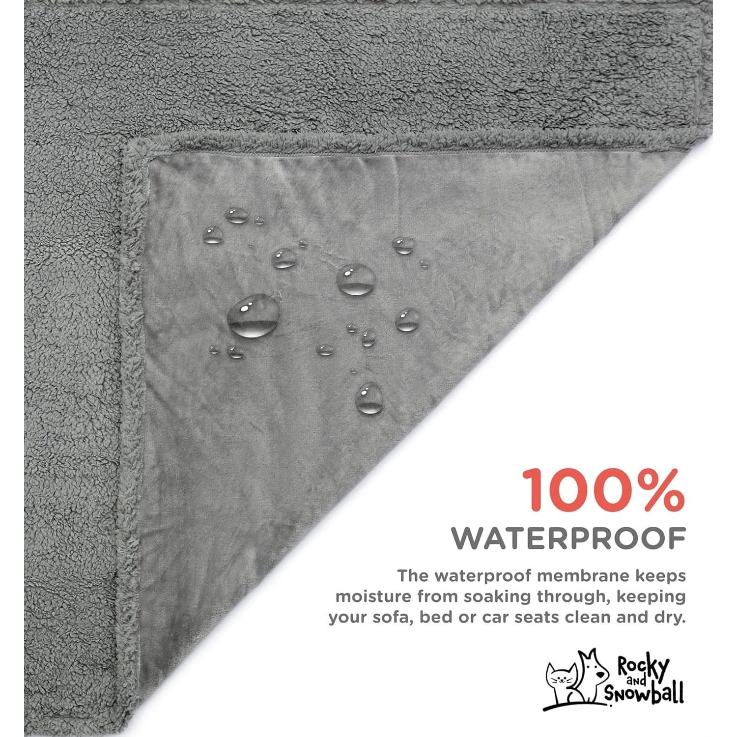 Waterproof Dog Blanket Sherpa Large XL Pet Couch Cover Washable 60x80 - Thumbnail 4