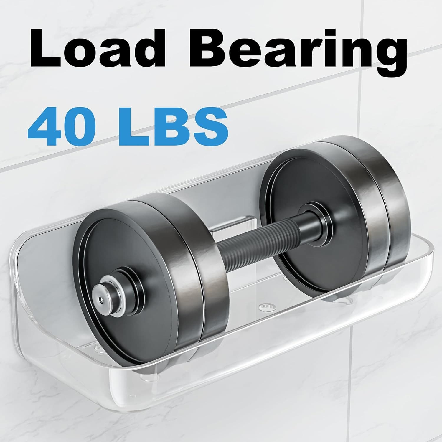 Adhesive Shower Caddy 4 Pack Acrylic Bathroom Shelves No Drill Wall Mount - Thumbnail 7