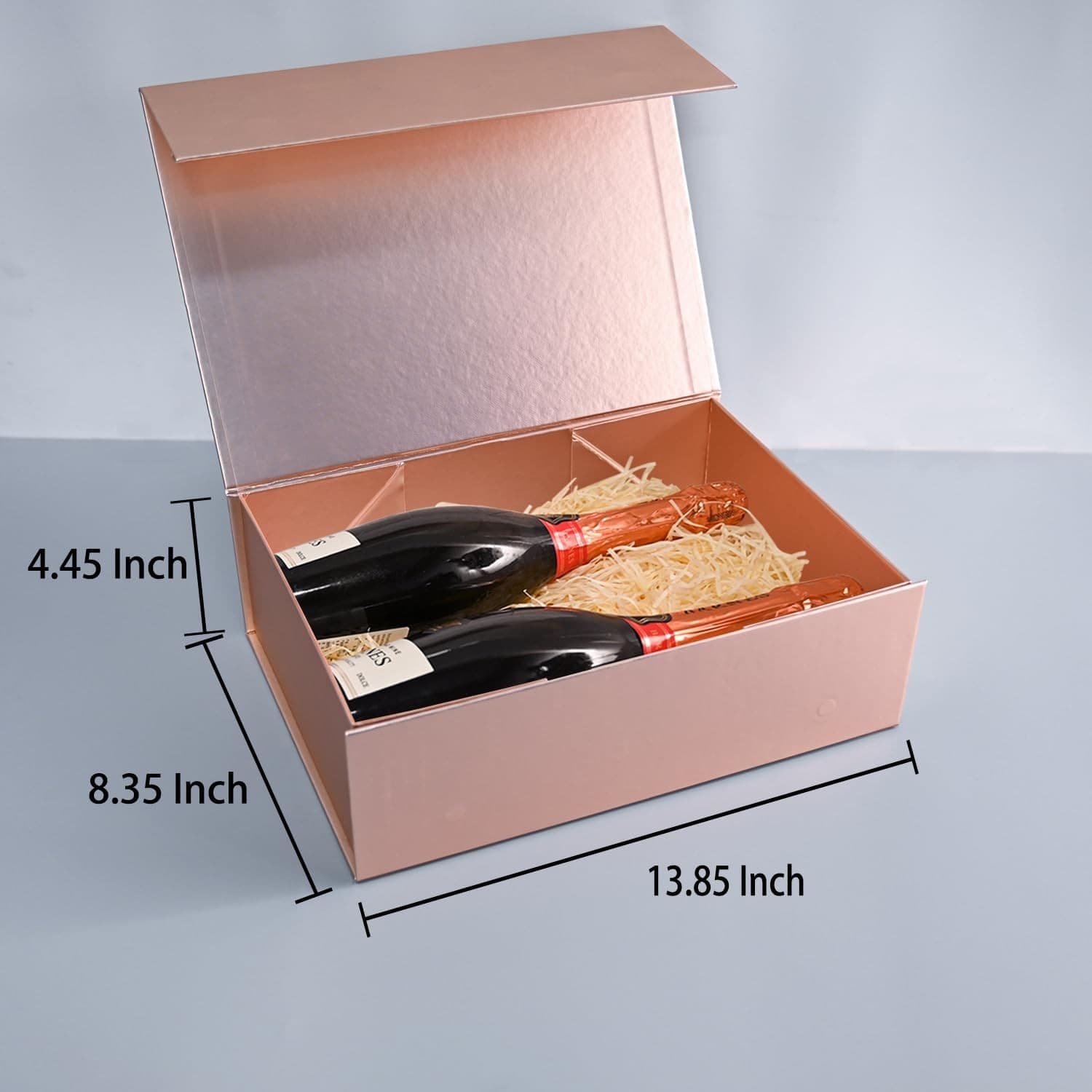 Luxury Rose Gold Magnetic Gift Box Ribbon Card Filler Large Present Box - Thumbnail 4