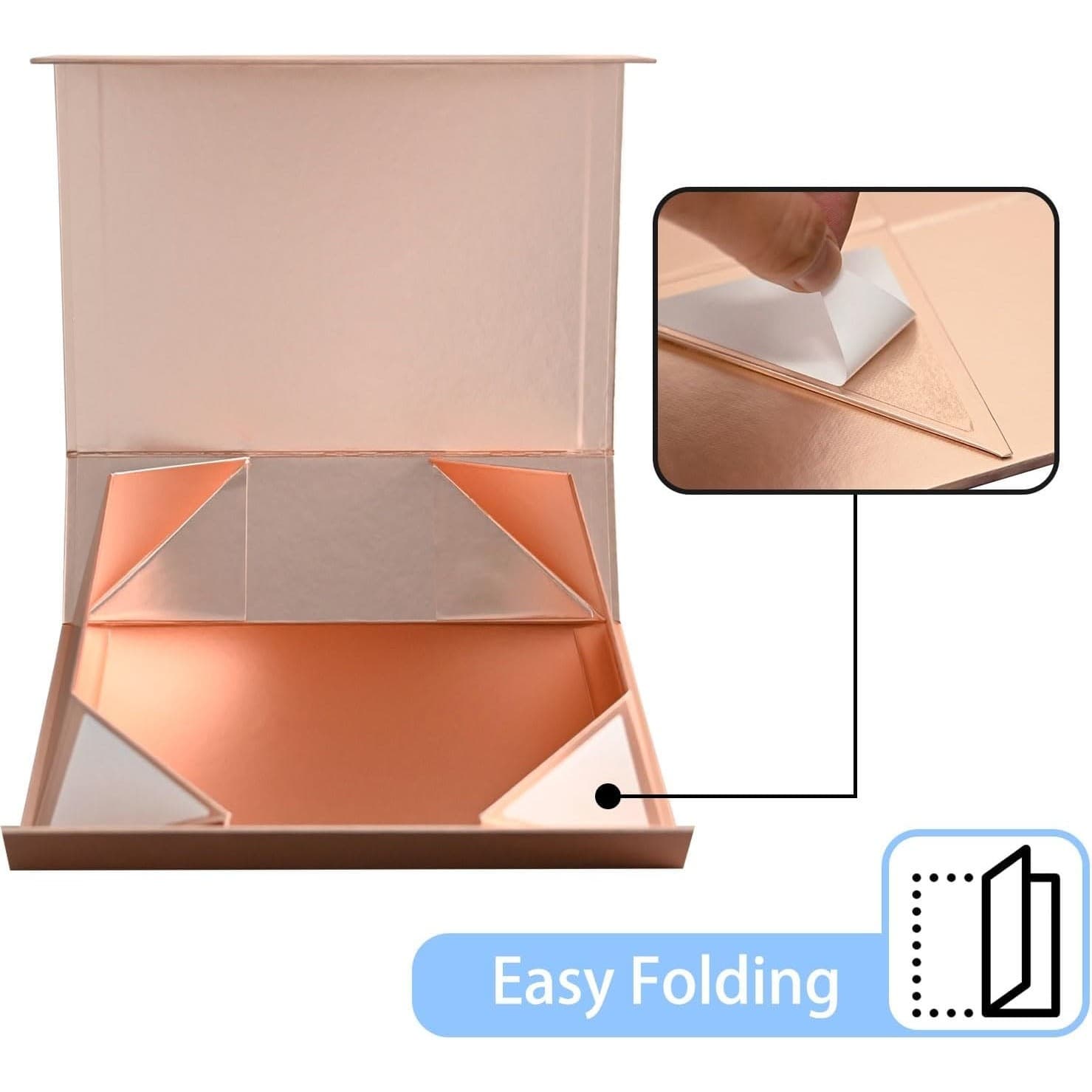 Luxury Rose Gold Magnetic Gift Box Ribbon Card Filler Large Present Box - Thumbnail 3