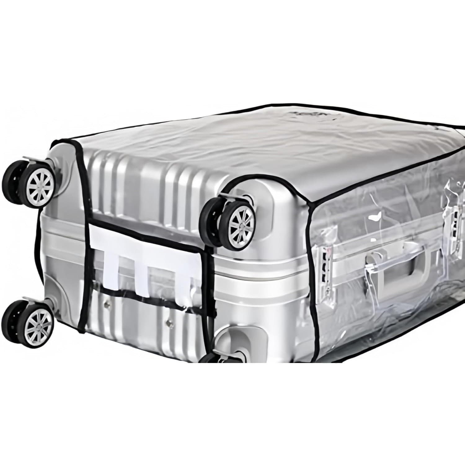 Clear PVC Luggage Cover 24” Waterproof Suitcase Protector w Wheels Access - Thumbnail 2