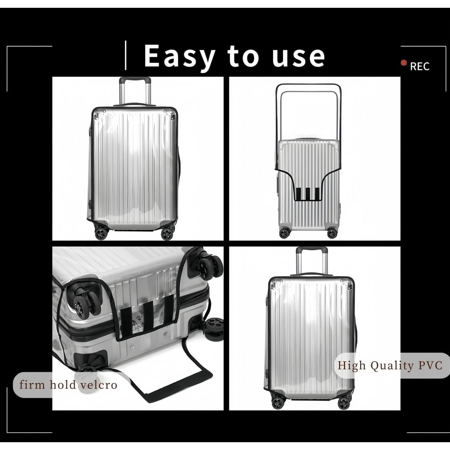 Clear PVC Luggage Cover 24” Waterproof Suitcase Protector w Wheels Access - Thumbnail 5