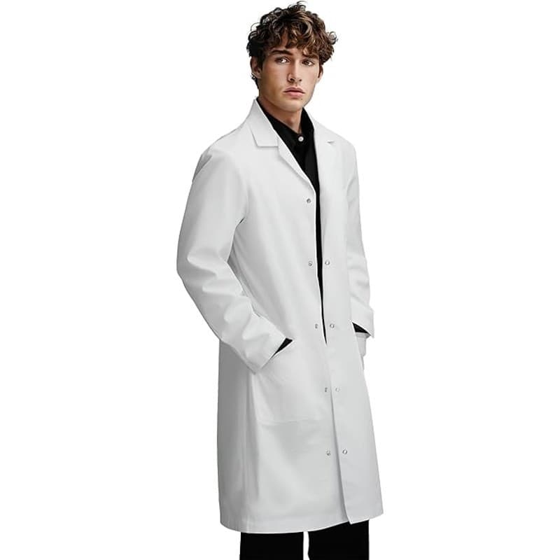 Unisex Medical Lab Coat White 40" Snap Front Doctor Nurse Pockets Uniform - Thumbnail 4