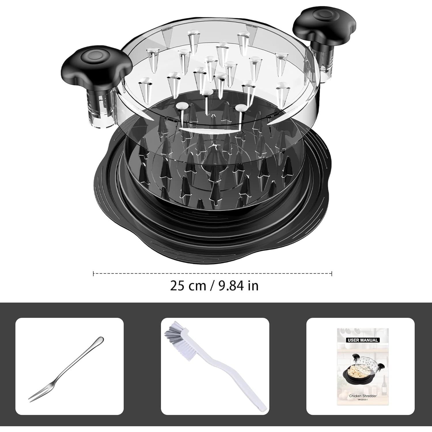 Meat Chicken Shredder Tool Twist with Handle Anti-Slip Base BPA Free Kitchen - Thumbnail 3