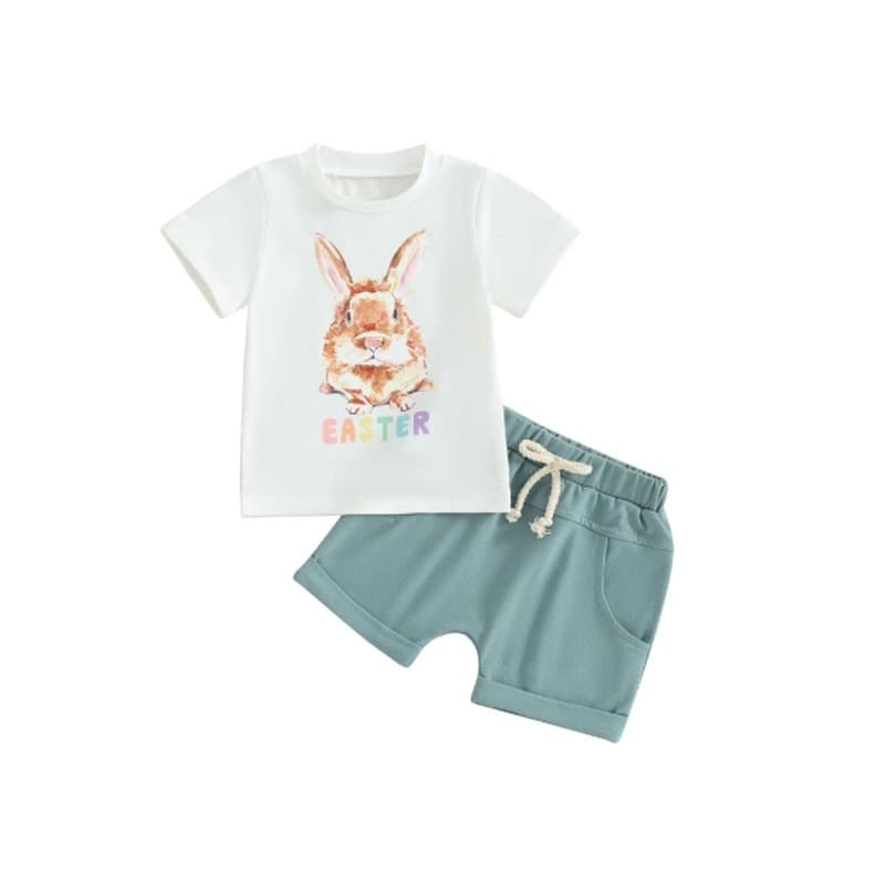Toddler Boy Easter Outfit Bunny T-Shirt & Shorts Set Size 2–3 Years - Thumbnail 12