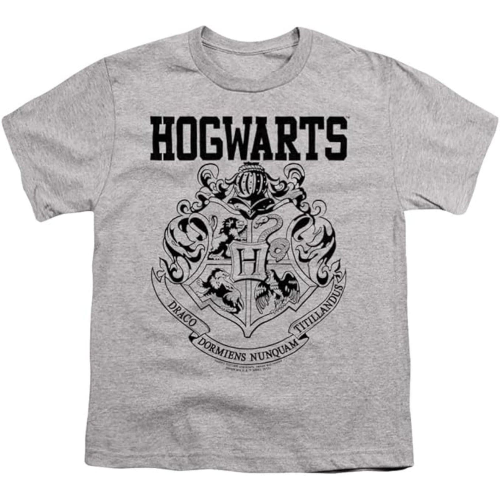 Harry Potter Hogwarts Logo Graphic Tee Gray Unisex Cotton Blend Size M - Thumbnail 6