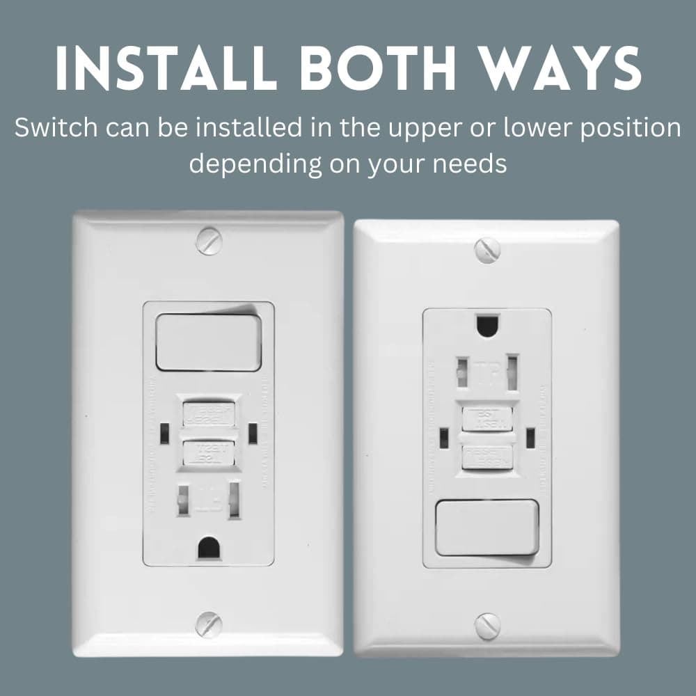 GFCI Outlet Switch Combo 15A 125V Tamper Resistant White 2 Pack Wall - Thumbnail 2