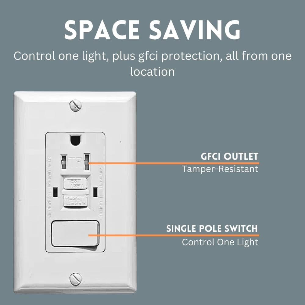 GFCI Outlet Switch Combo 15A 125V Tamper Resistant White 2 Pack Wall - Thumbnail 5