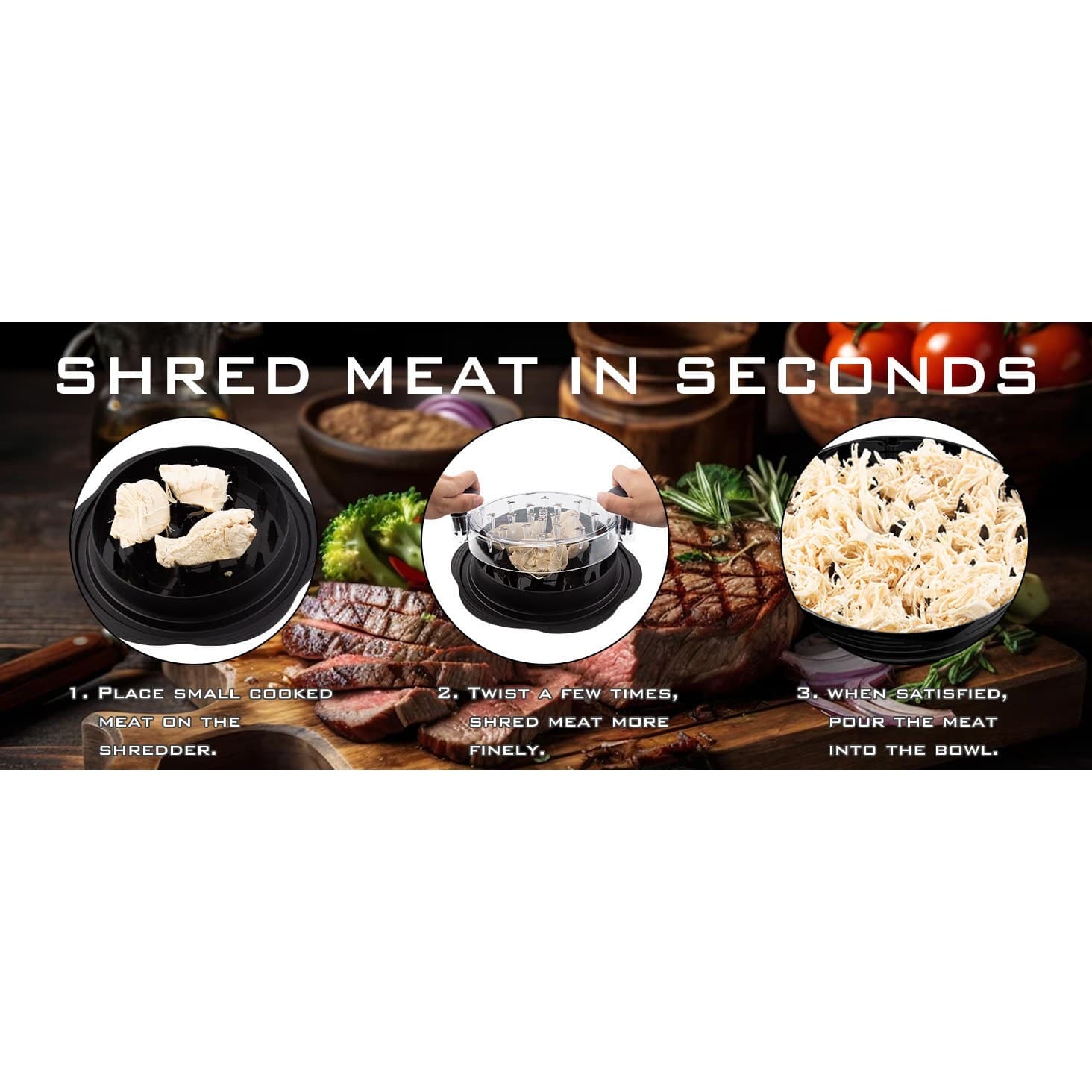 Meat Chicken Shredder Tool Twist with Handle Anti-Slip Base BPA Free Kitchen - Thumbnail 11