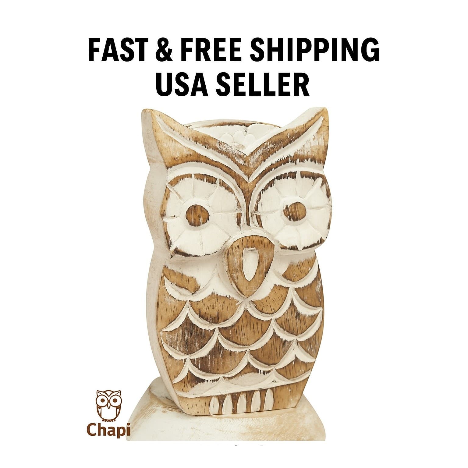 Wooden Owl Eyeglass Holder Stand for Sunglasses Desk Organizer Rustic Decor Gift - Thumbnail 4