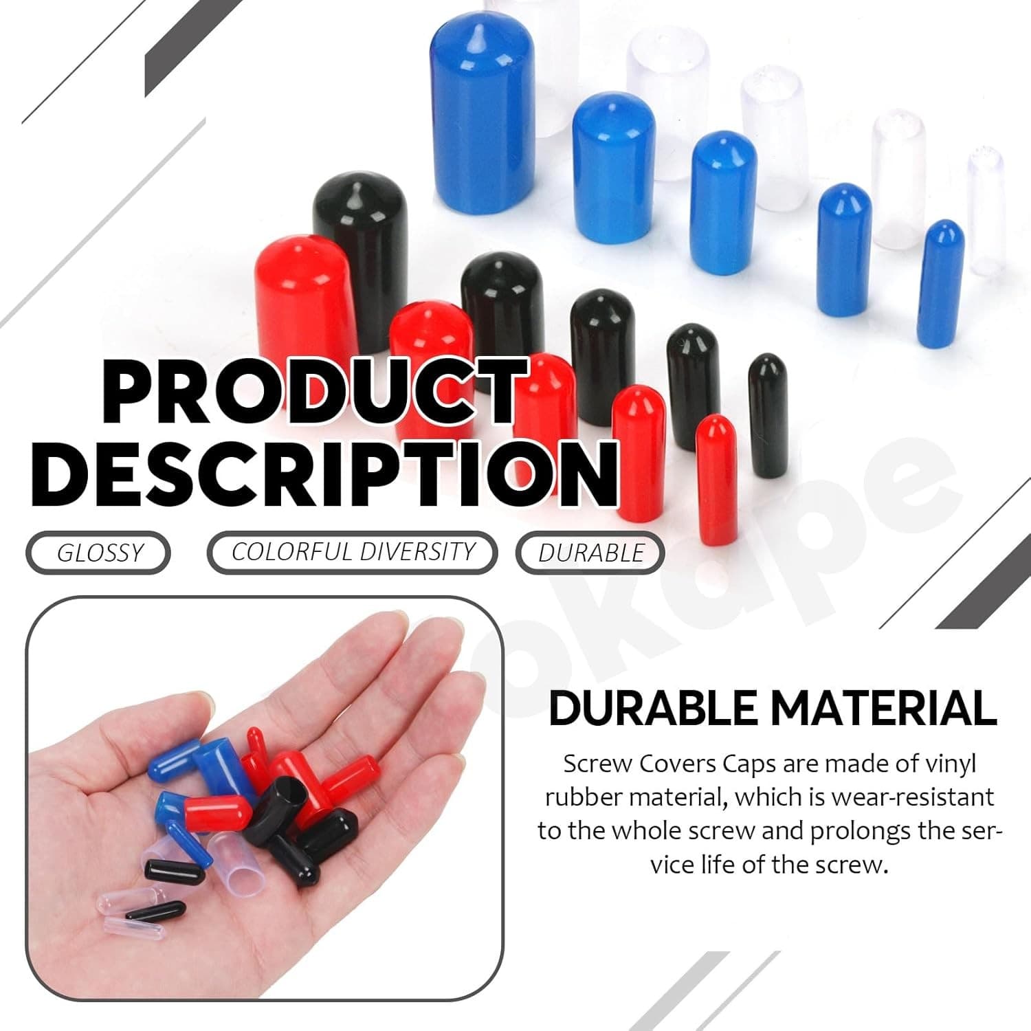 Keadic 500pcs Vinyl Rubber End Caps 3-9.5mm Thread Protector Screw Covers New - Thumbnail 9