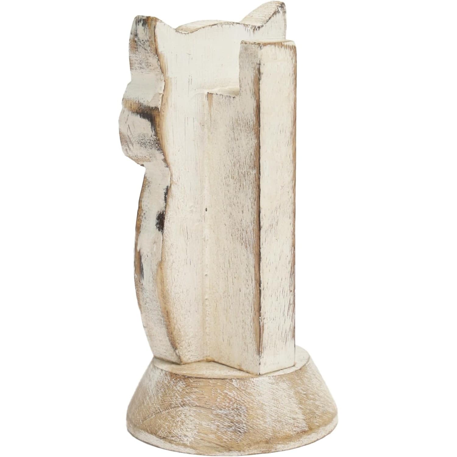 Wooden Owl Eyeglass Holder Stand for Sunglasses Desk Organizer Rustic Decor Gift - Thumbnail 6
