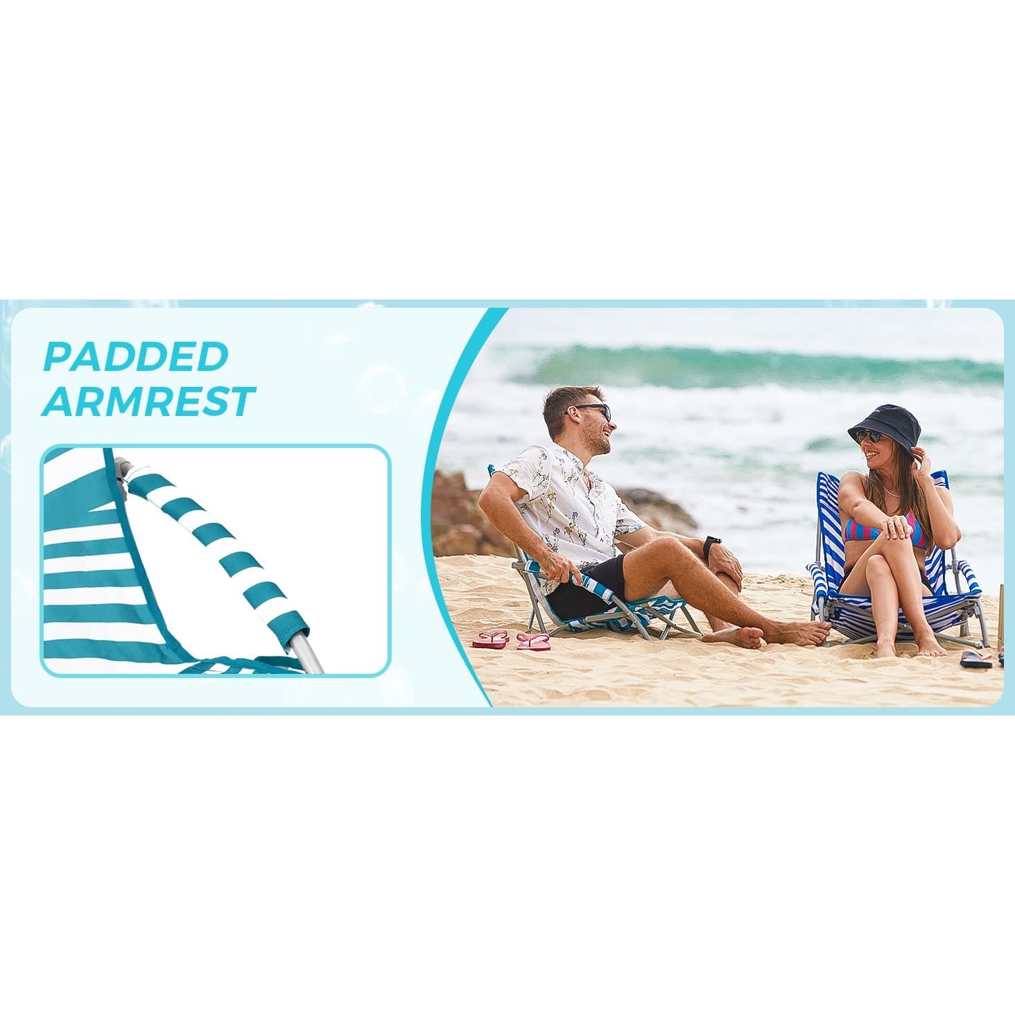 Beach Chair Backpack Folding Low Sand Chair High Back Portable 300 lbs Blue - Thumbnail 8