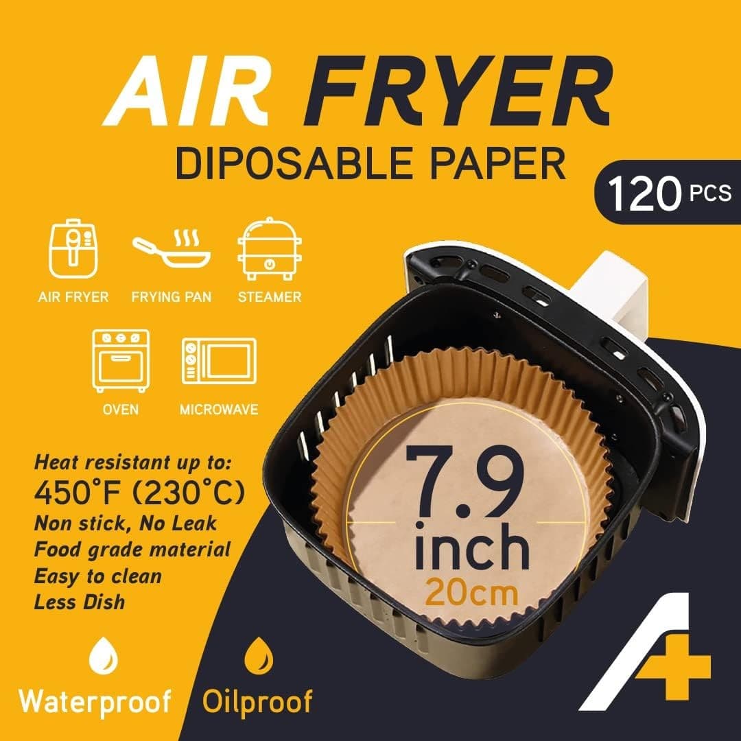 120PCS Air Fryer Liners Disposable 7.9” Non Stick Oil Proof Baking Paper - Thumbnail 4