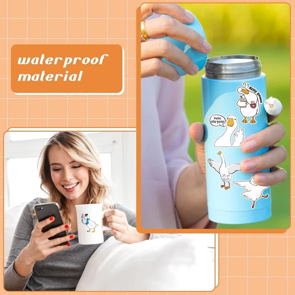 50PCS Silly Goose Stickers Funny Waterproof Vinyl Laptop Bottle Decals - Thumbnail 2