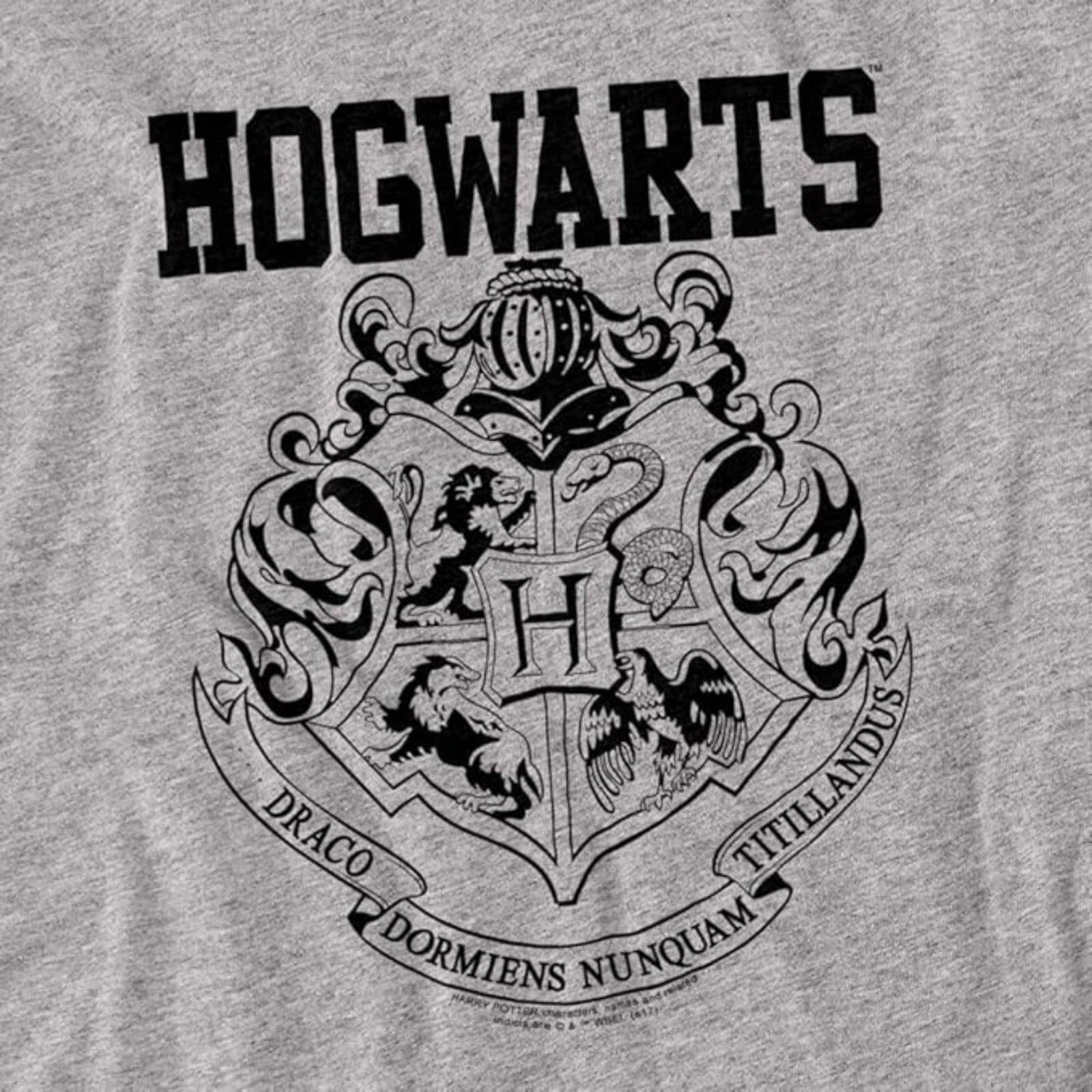Harry Potter Hogwarts Logo Graphic Tee Gray Unisex Cotton Blend Size M - Thumbnail 3