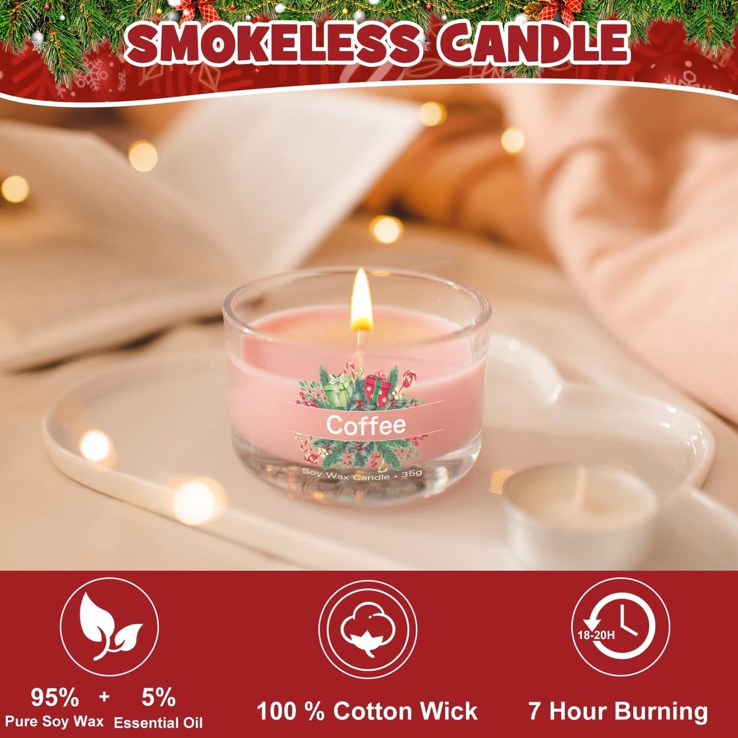 12 Mini Scented Candle Gift Set Soy Wax Christmas Advent Calendar Holiday Gift - Thumbnail 6