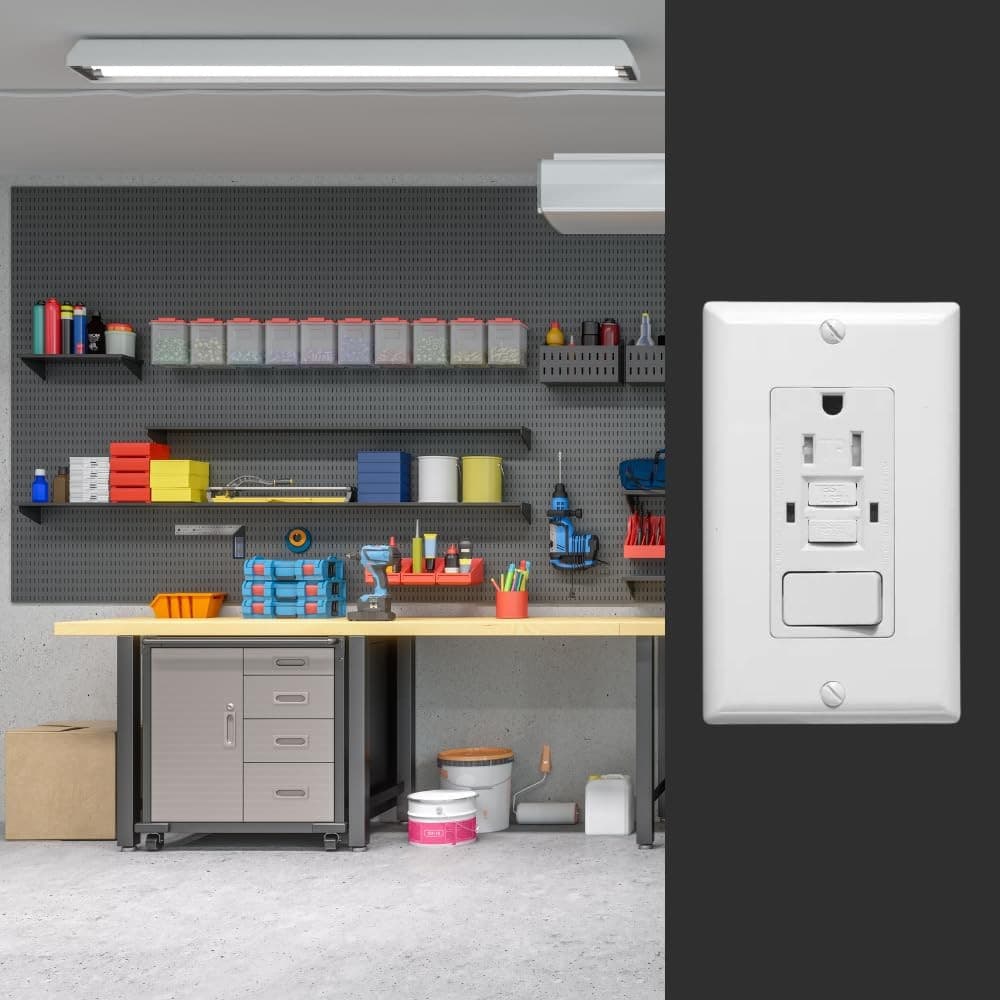 GFCI Outlet Switch Combo 15A 125V Tamper Resistant White 2 Pack Wall - Thumbnail 6
