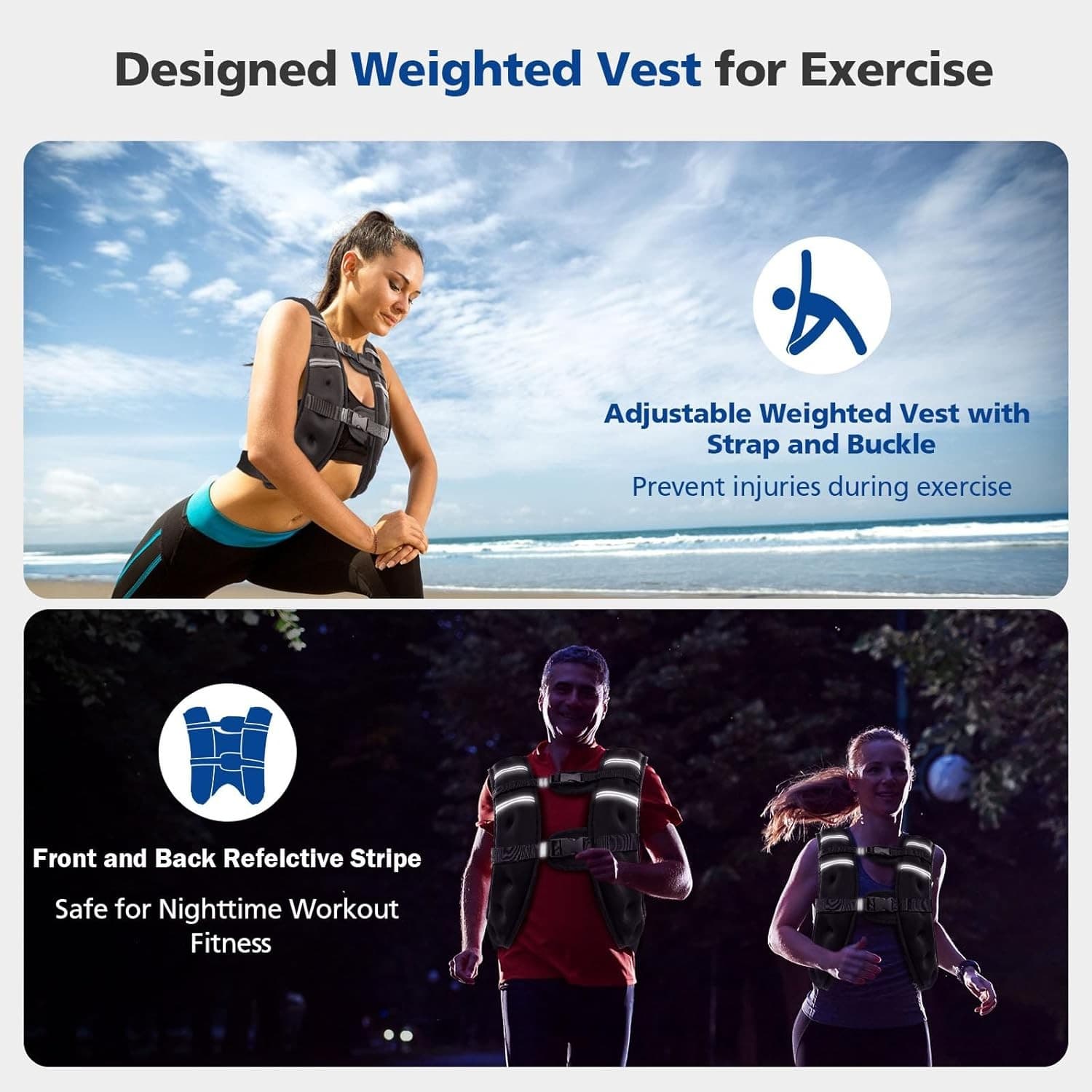 6LB Weighted Vest Adjustable Running Workout Training Men Women Black - Thumbnail 5