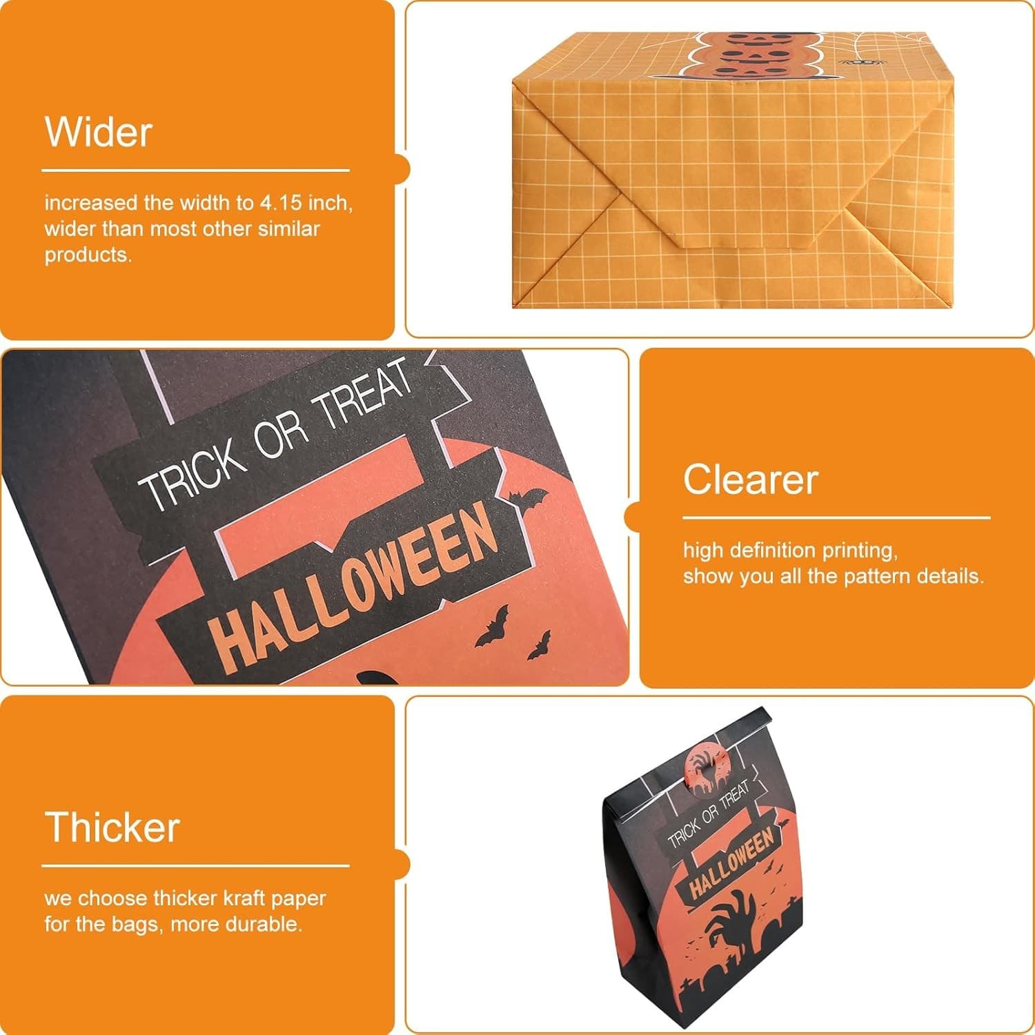 36 Halloween Candy Gift Bags with Stickers – Trick or Treat Goodie Bags Party Fa - Thumbnail 7