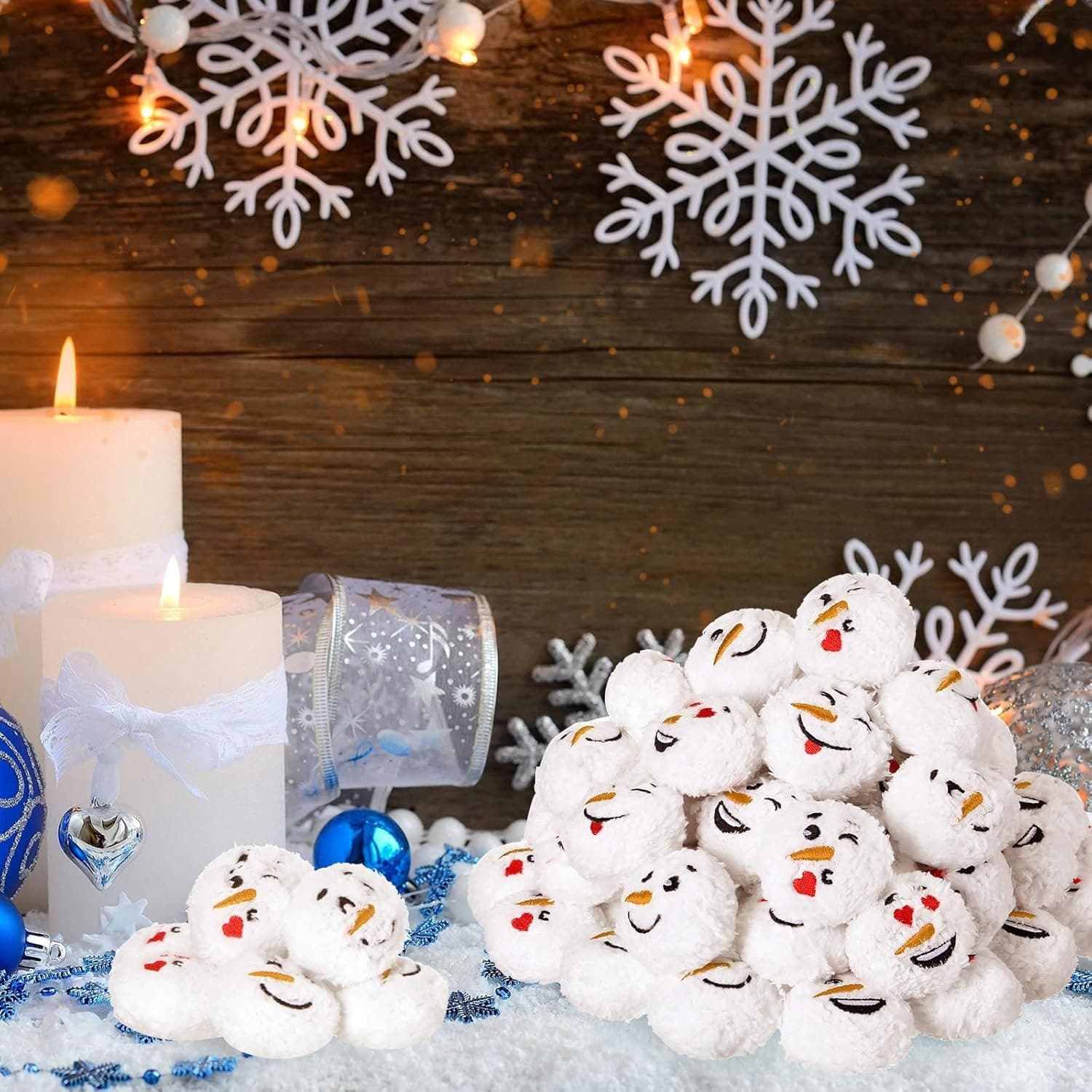 96PCS Snowman Snowballs 2.4" Soft Indoor Outdoor Christmas Party Craft Decor - Thumbnail 4