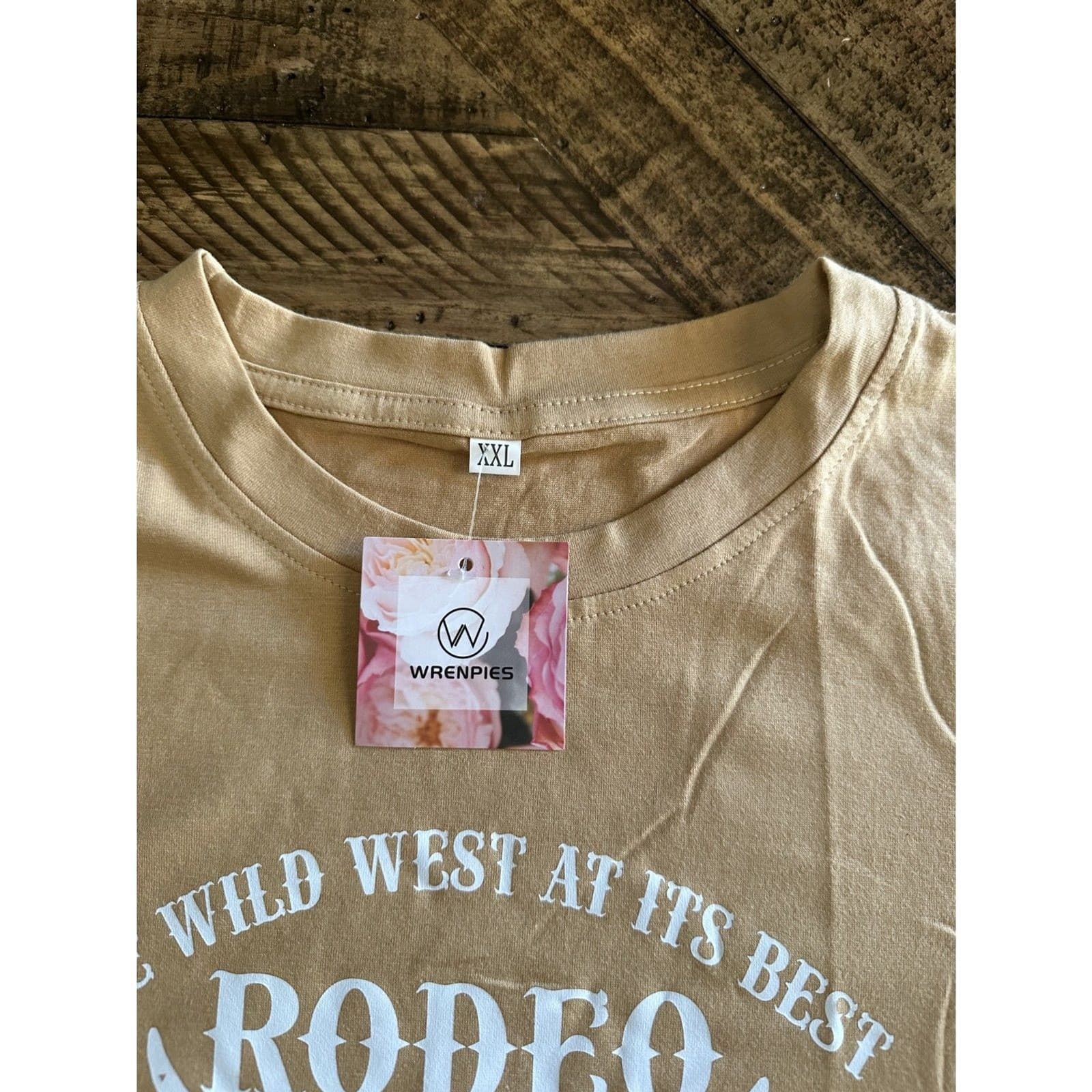 Western Cowgirl Fringe T Shirt Women Rodeo Cowboy Tee Khaki XXL - Thumbnail 4
